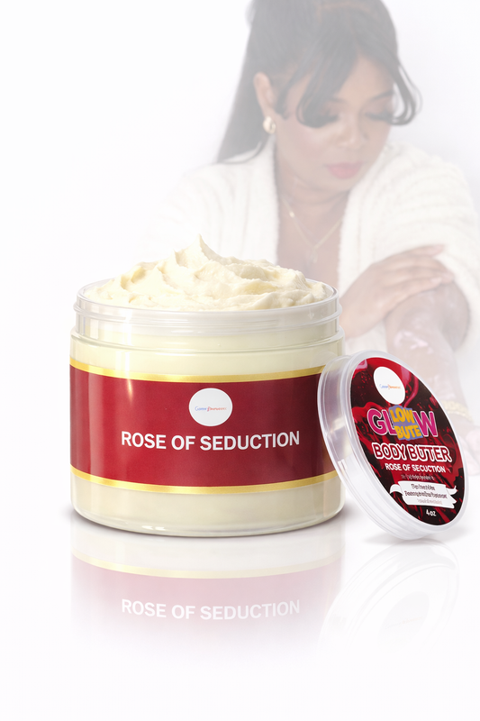 Glow Body Butter – Rose of Seduction | 8 oz Whipped Hydrating Body Butter for Soft, Smooth & Radiant Skin